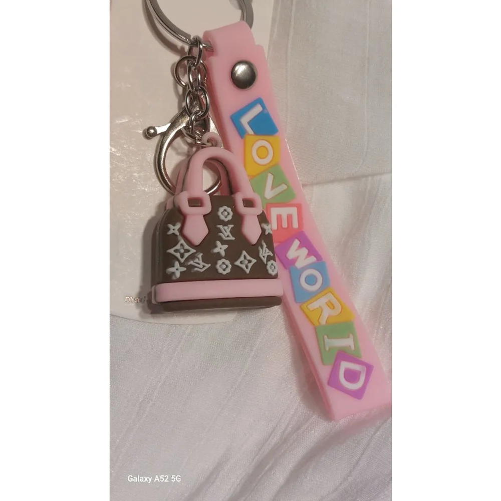 Handbag charm Keychain Pink Brown